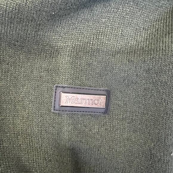 Marmot Backroad Fleece Jacket Mens L Army Green Elbow Shoulder Patches Full Zip - Picture 10 of 10